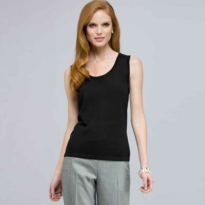 Sleeveless Scoop Neck Shell.
